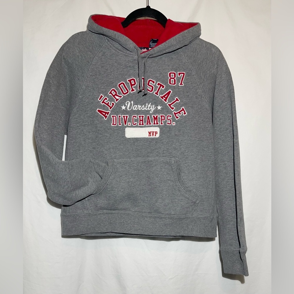Y2K - Aeropostale “Tomboy fit” juniors size large - gray and red hoodie